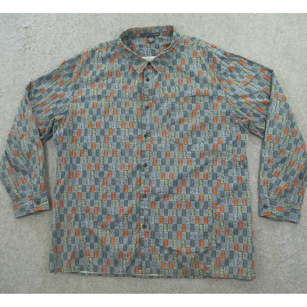 Vintage Le Jean De Marithe Francois Girbaud Shirt Mens 3XL Gray Geometric Print